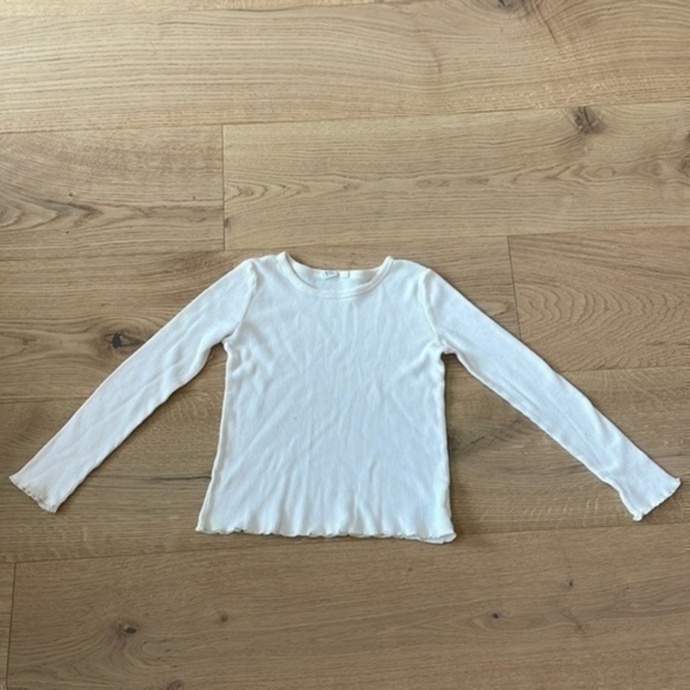 Gap Kids Girls White Waffle Knit Long Sleeve Top Size 10/12 Layering Shirt